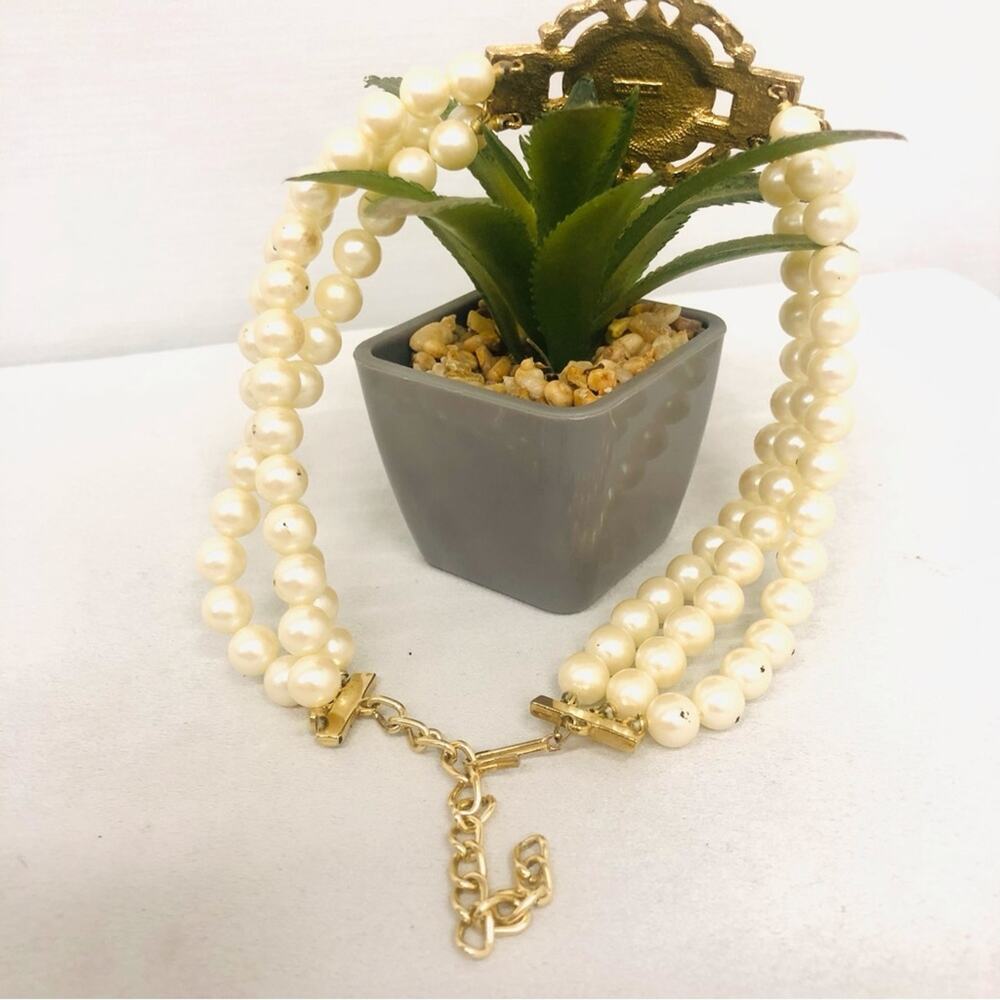 Vintage Signed Richelieu Pearlescent Rhinestone Choker - Picture 4 of 16